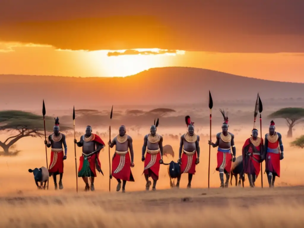 Senderismo Maasai en la sabana africana con majestuosos guerreros y mujeres realizando rituales-