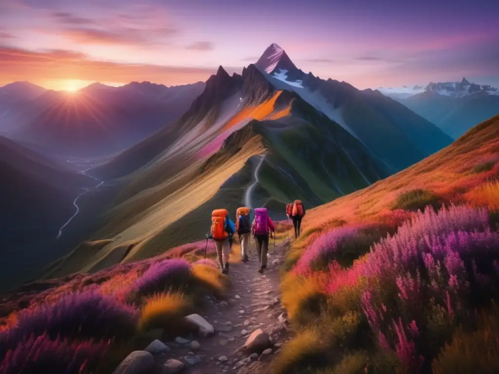 Un increíble amanecer en alta resolución 8k sobre una imponente cordillera