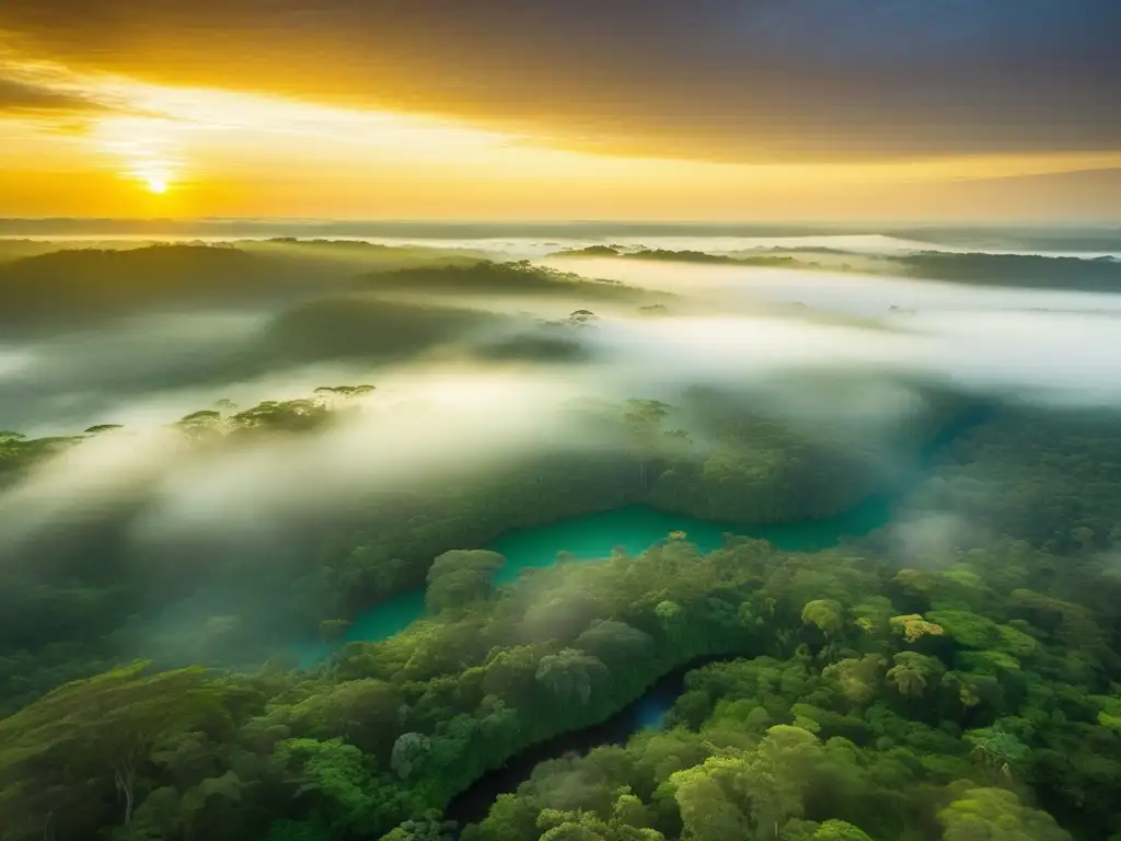 Leyendas indígenas selva amazónica: majestuoso jaguar y exuberante paisaje lleno de misterio y sabiduría ancestral