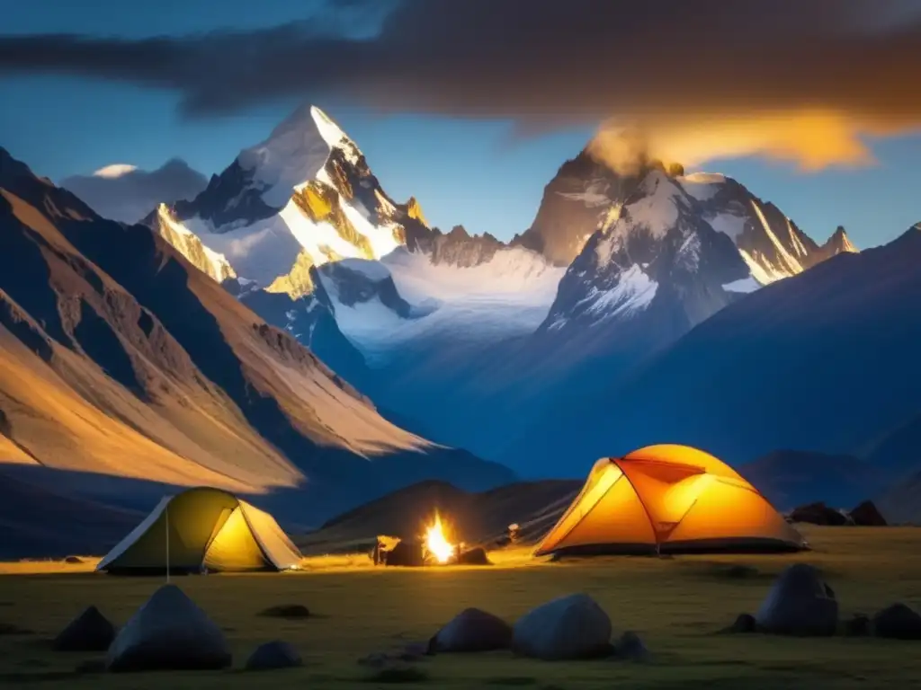 Experiencia de acampada en los misteriosos Andes, rodeados de naturaleza