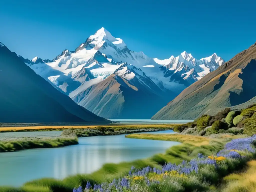 Vista impresionante Aoraki/Mount Cook, pico más alto NZ