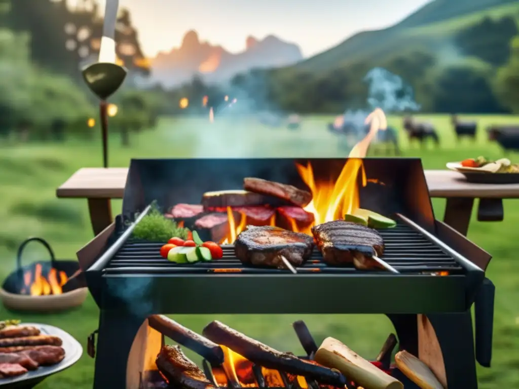 Cocina al aire libre con seguridad en un hermoso escenario natural