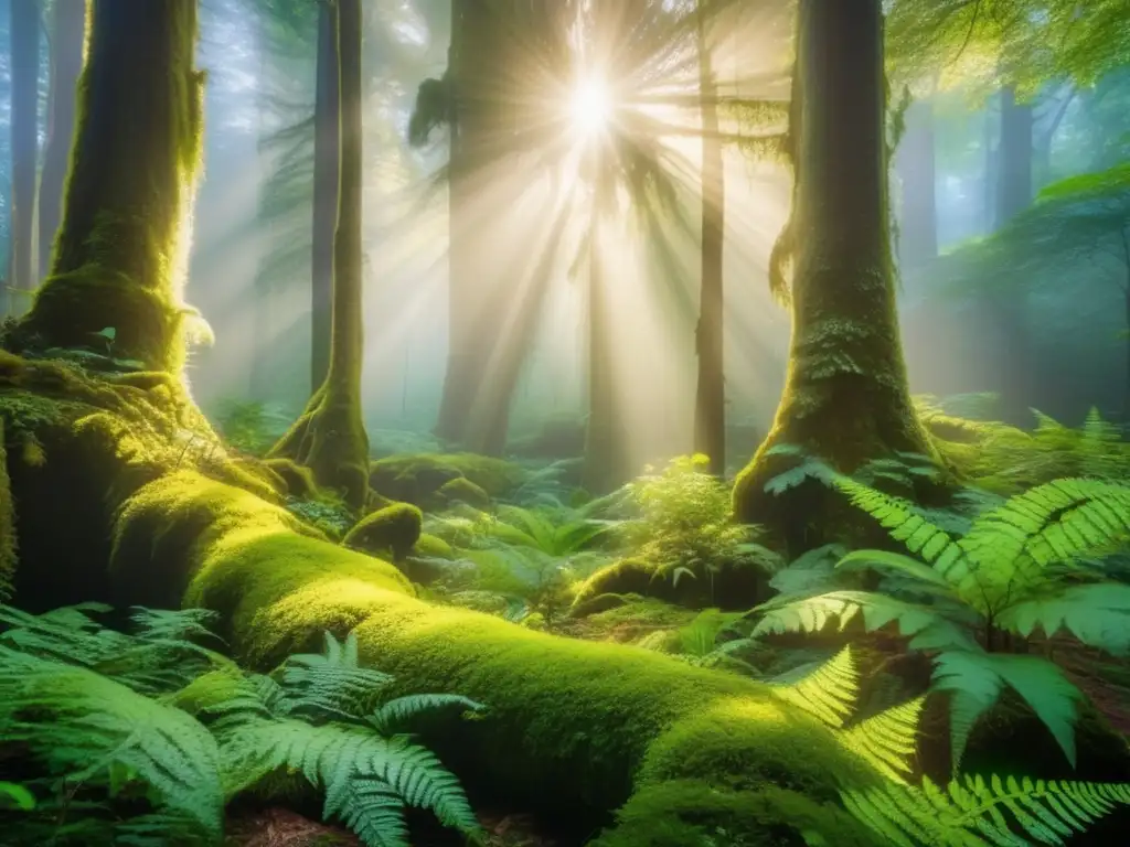 The image showcases the enchanting beauty of an ancient forest