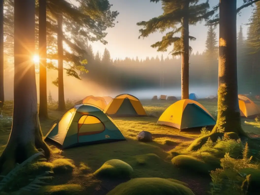 Conexión poética árboles naturaleza en un fascinante amanecer en un bosque sereno