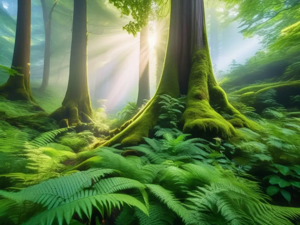 Impacto positivo del senderismo en la reforestación: Majestuoso bosque verde, sendero iluminado, cascada oculta y belleza natural