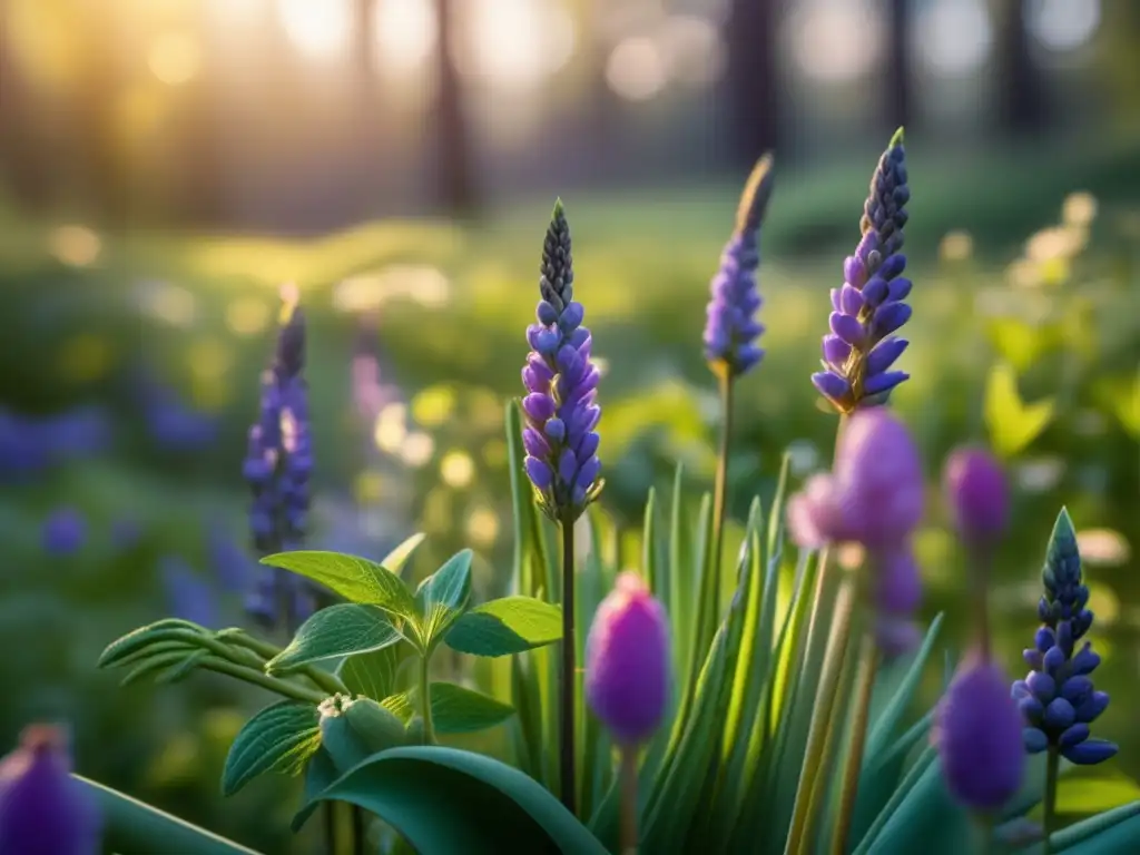 Comidas deliciosas con plantas comestibles en un bosque encantador