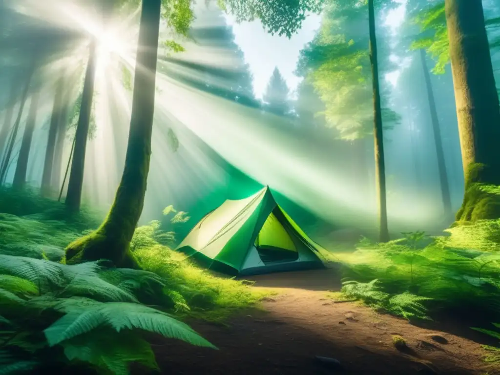 Bosque misterioso con árboles majestuosos y camping en áreas protegidas