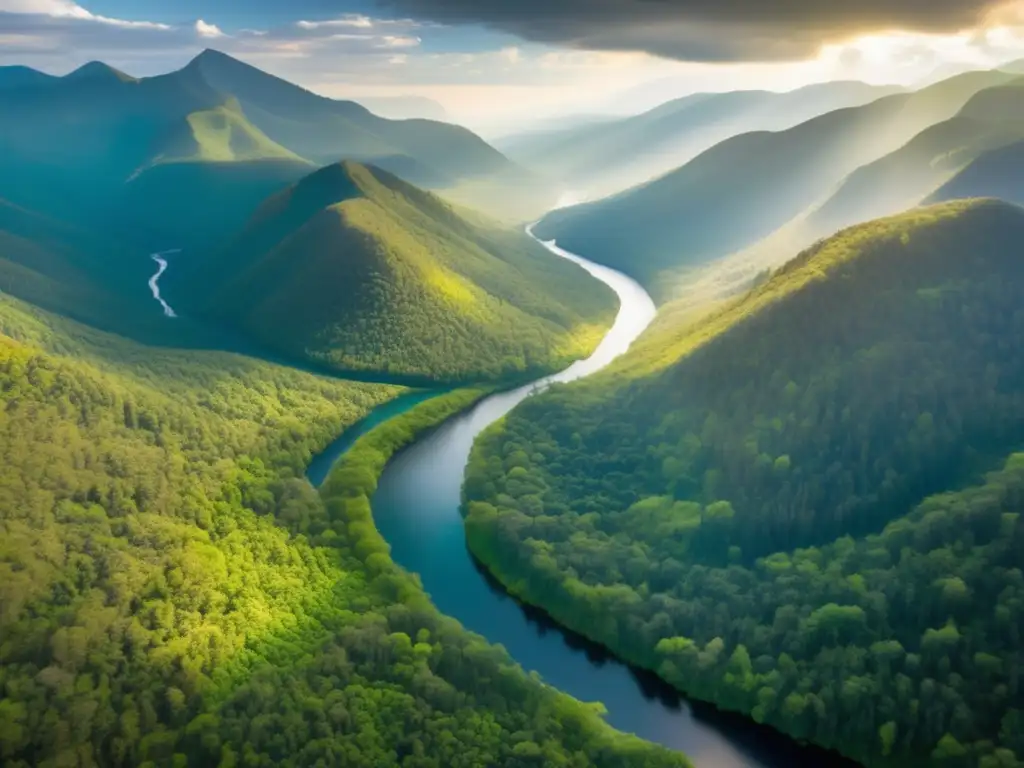 Vista aérea impresionante de un bosque intocado entre montañas - Guía responsable para apreciar la biodiversidad