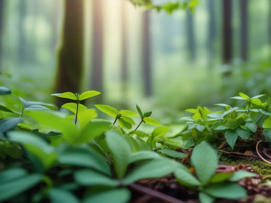 Hierbas silvestres comestibles: abundancia y belleza natural en el bosque verde