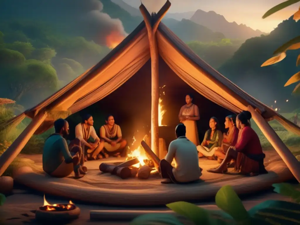 Conexión ancestral a través del camping: reflejo de una experiencia única en una imagen ultradetallada de 8k