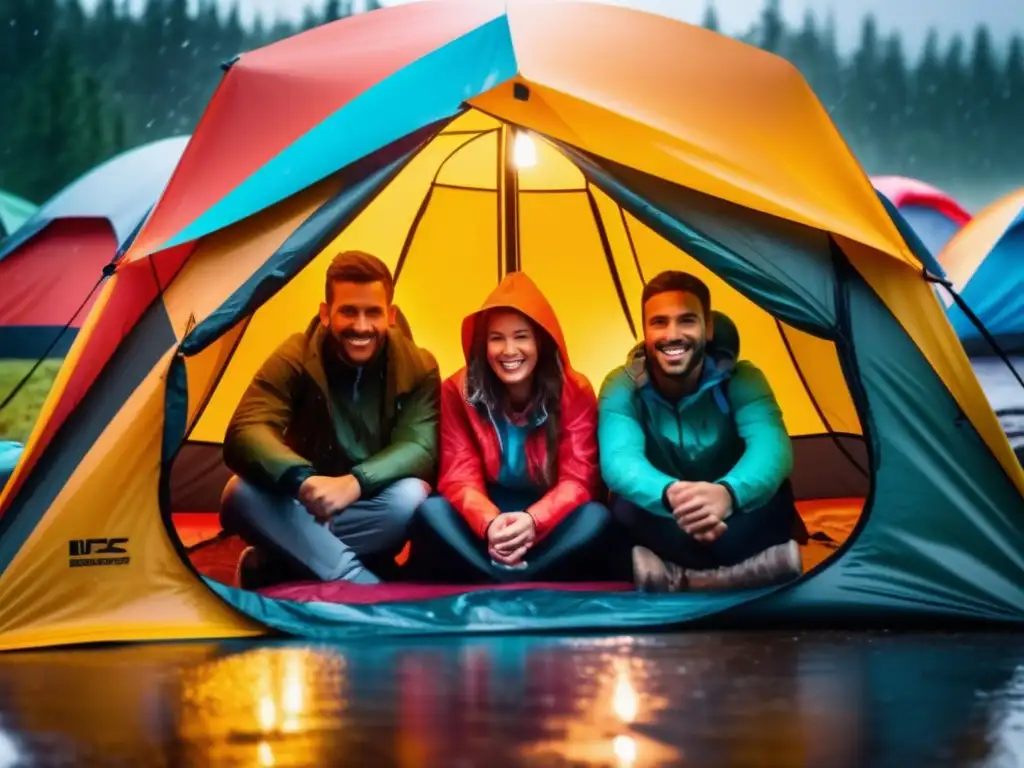 Innovaciones impermeables: campamento bajo la lluvia con accesorios de camping de diseño moderno y protección