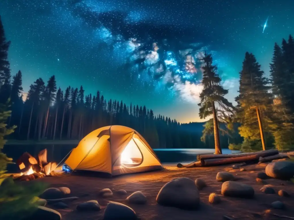 Lugares para acampar y observar estrellas en la serena belleza de un bosque denso bajo un cielo estrellado