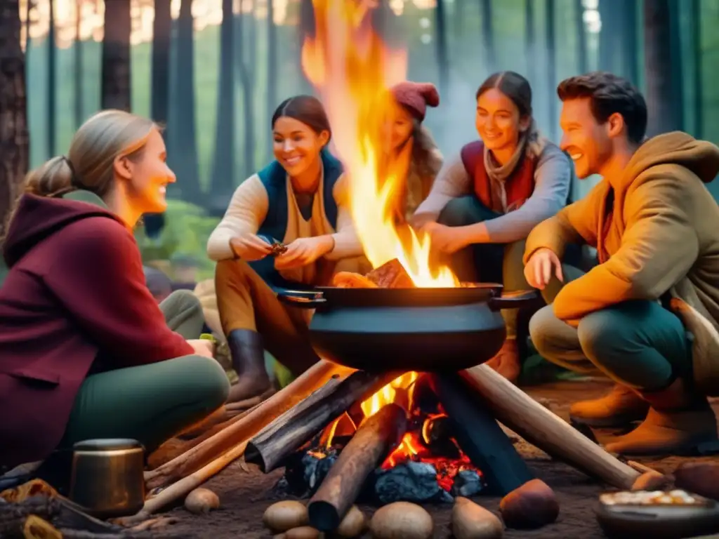 Alimentos ancestrales para acampadas en un bosque encantador