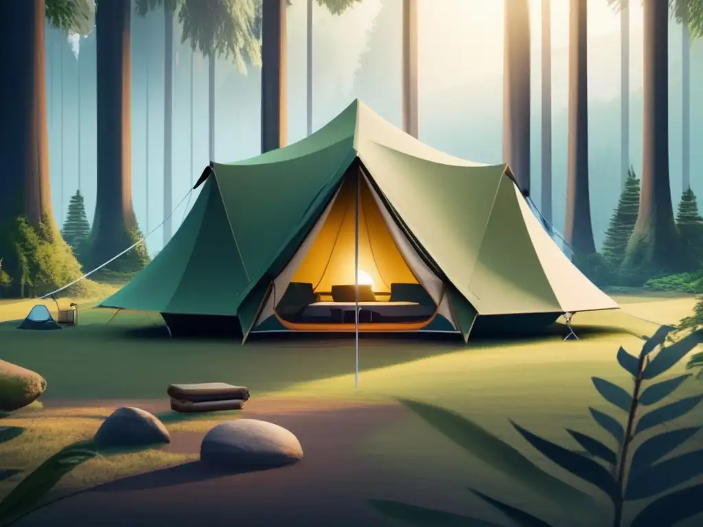 Evolución muebles campamento en místico entorno de camping