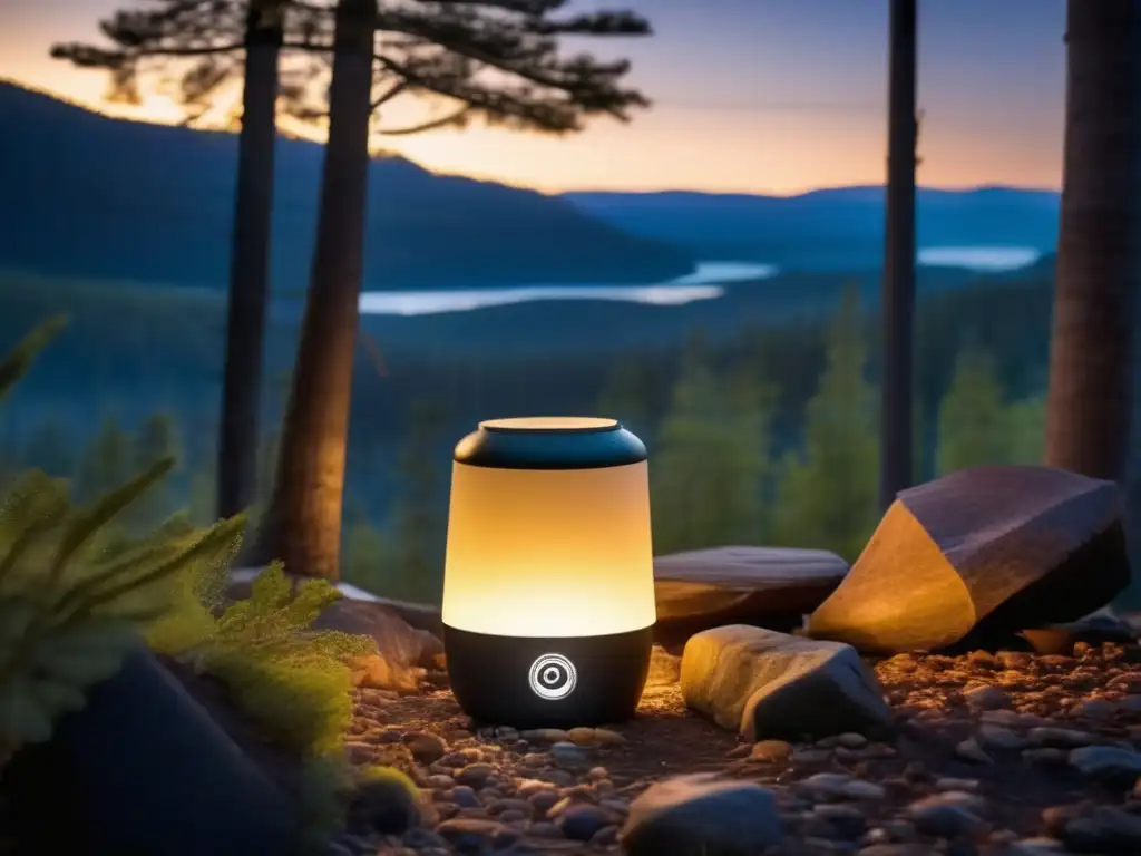 Iluminación innovadora para acampada en un mágico paisaje nocturno