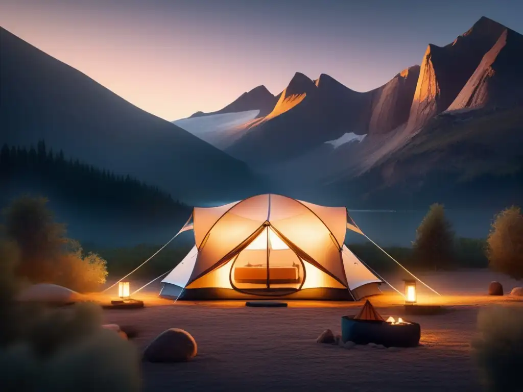 Camping evolución: equipo moderno, naturaleza sublime