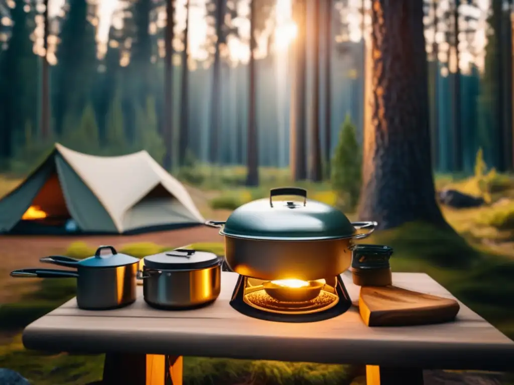 Campamento tranquilo en bosque remoto: alternativas de preparación de alimentos sin fuego