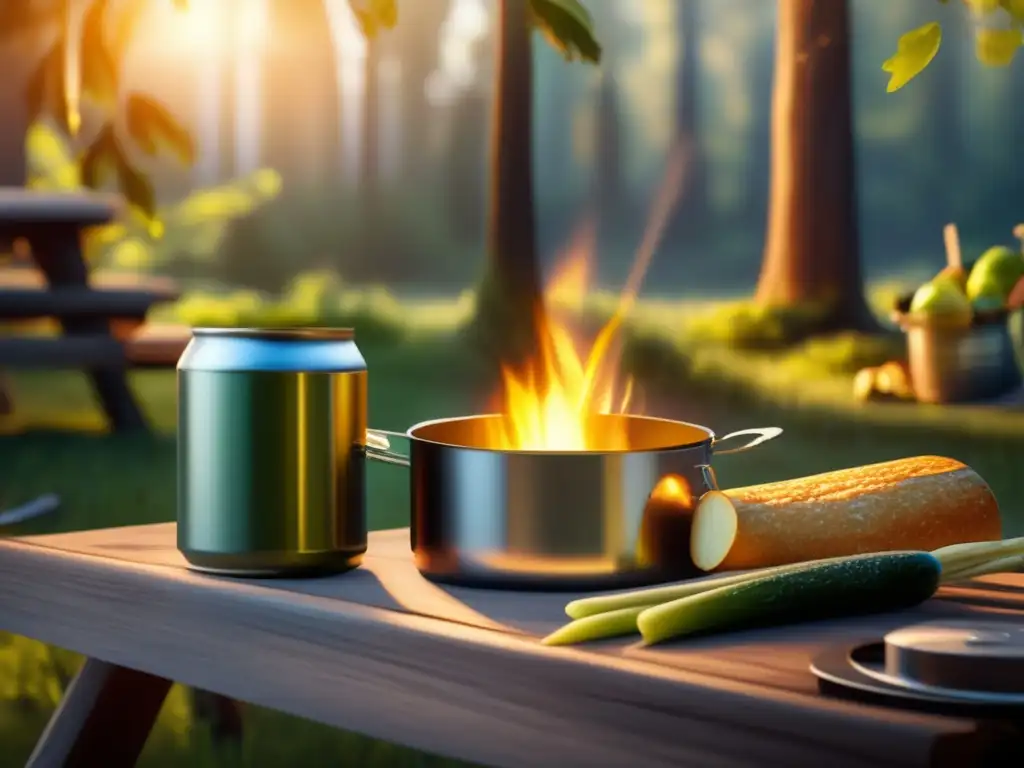 Recetas camping alimentos enlatados en un entorno natural y tranquilo