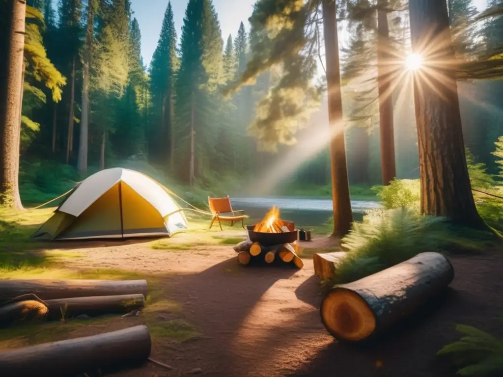 Campamento pintoresco rodeado de naturaleza y equipado para acampar