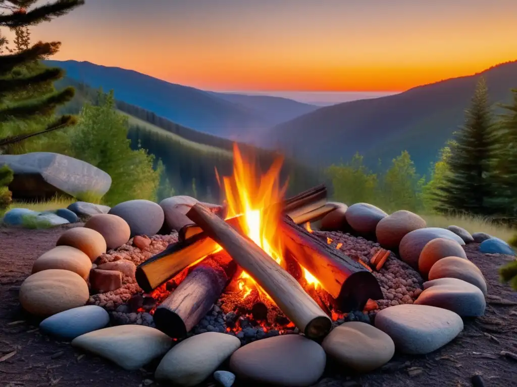 Señales de humo en camping: Campamento rodeado de naturaleza, fogata vibrante y bosque tranquilo