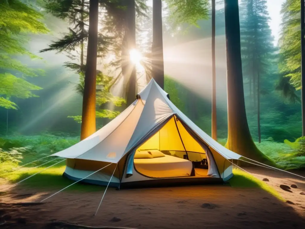 Campamento sereno en bosque frondoso - Minimizar impacto vida silvestre