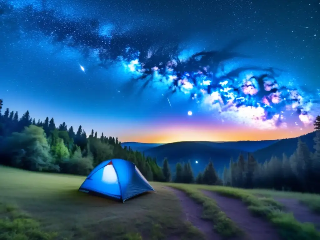 Fotografía de la Vía Láctea en camping bajo un cielo estrellado