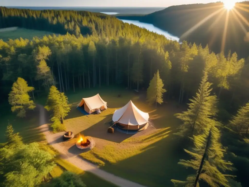 Campamento en el bosque con orientación solar para campistas