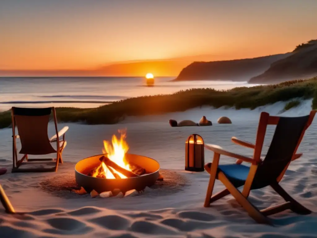 Campamento en la playa con recetas tradicionales de campamento