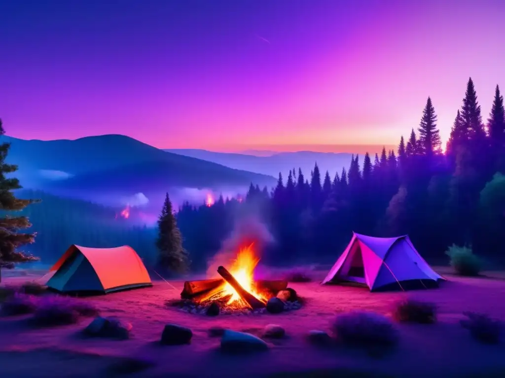 Impacto ambiental del camping: calentamiento global en hermosa imagen de paisaje natural