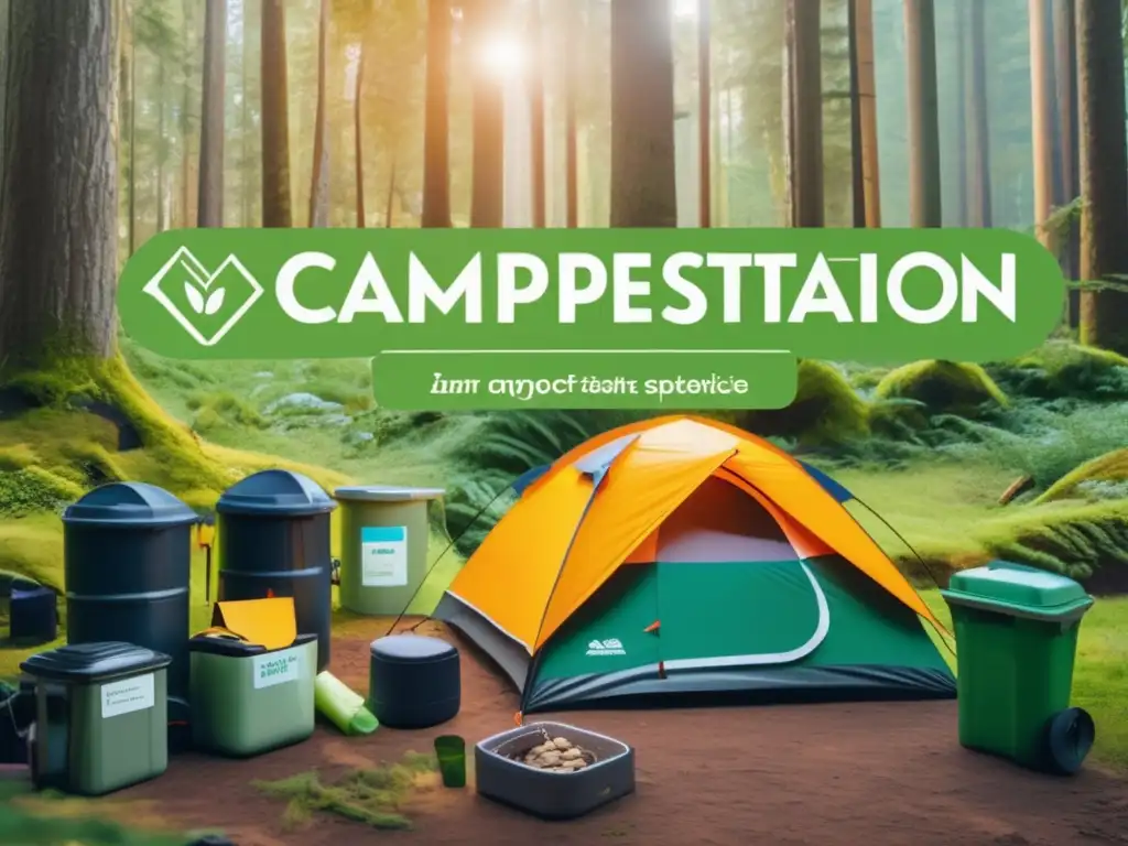 Un camping sostenible con reciclaje y energía renovable, fomentando hábitos de conservación del medio ambiente en camping