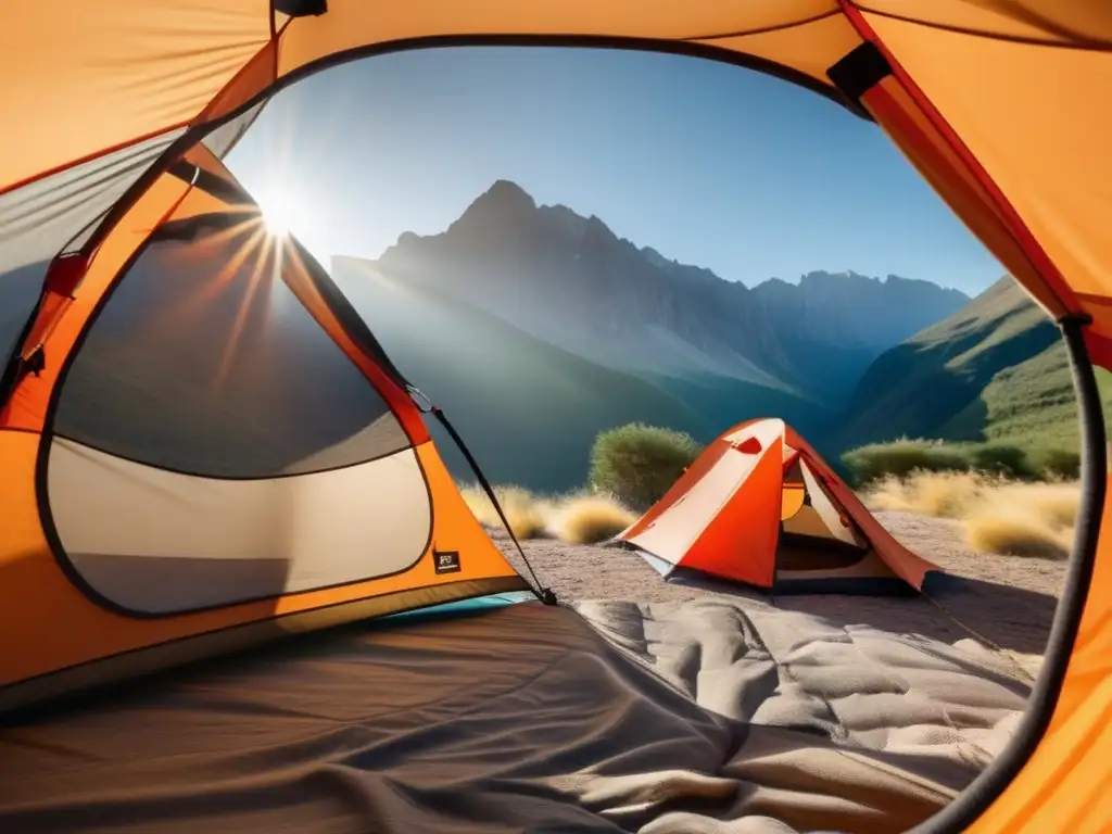 Tienda de campaña bien ventilada con protección para equipo de camping en clima natural