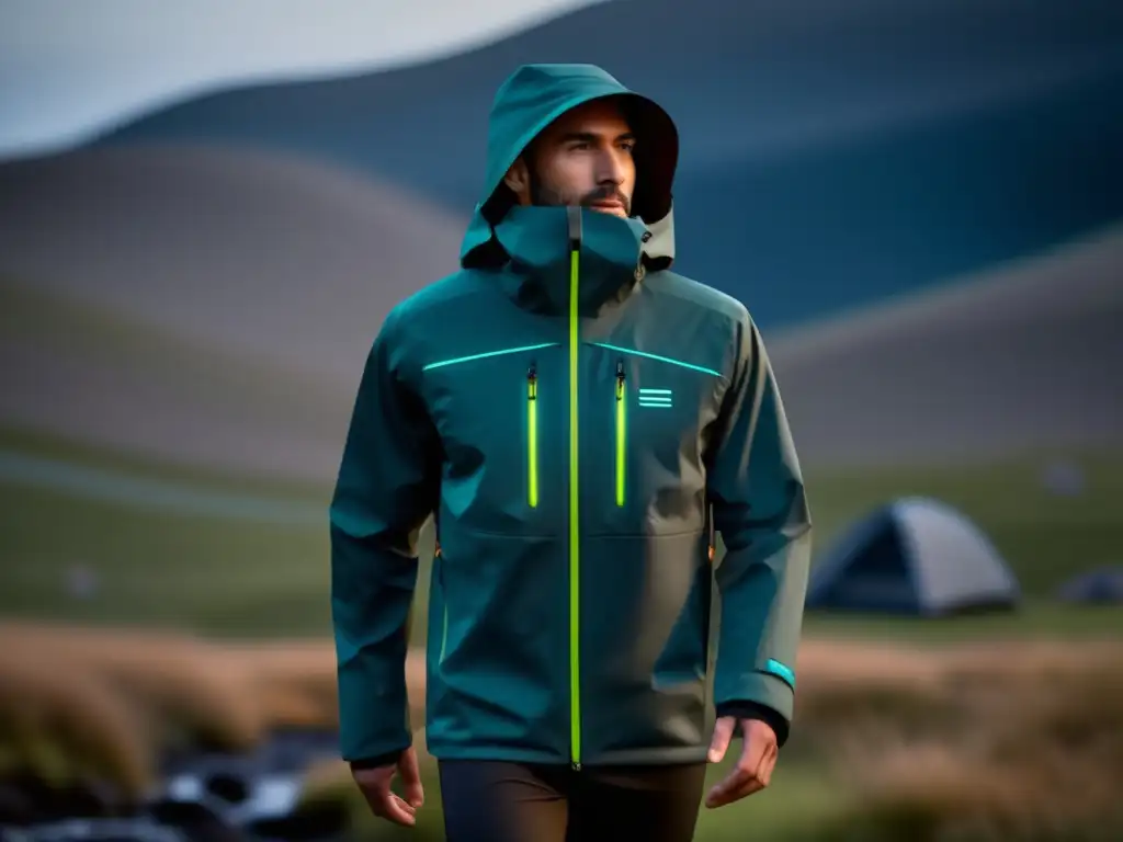 Tecnología de ropa de acampada: Chaqueta 8K ultradetallada de diseño moderno, resistente al agua, con elementos de calefacción integrados