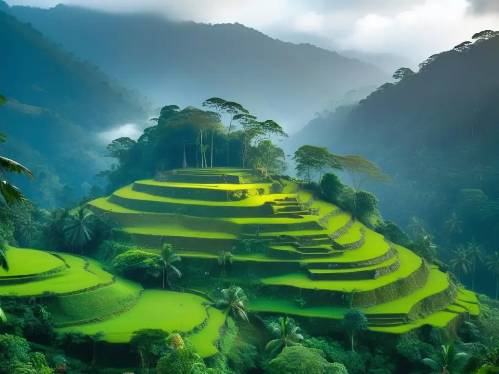 Senderismo en la Ciudad Perdida de Colombia: vista impresionante de las ruinas antiguas y la exuberante selva colombiana