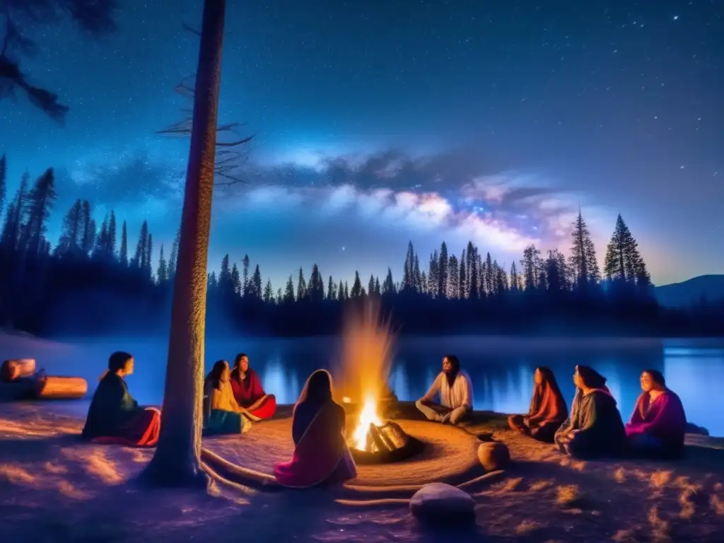 Prácticas de acampada de chamanes en la naturaleza