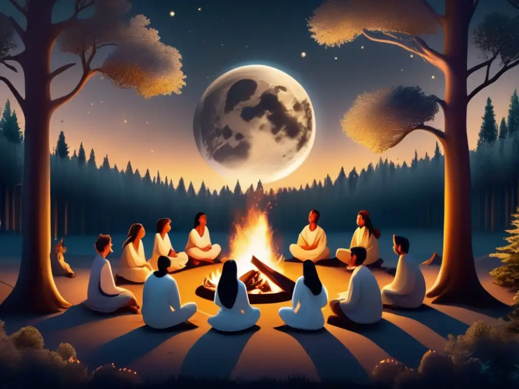 Camping y tradiciones espirituales ancestrales en imagen 8k impresionante