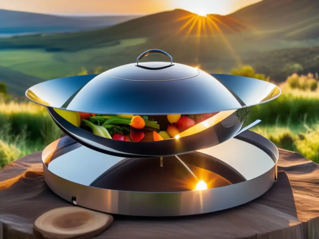 Cocina solar sostenible en camping