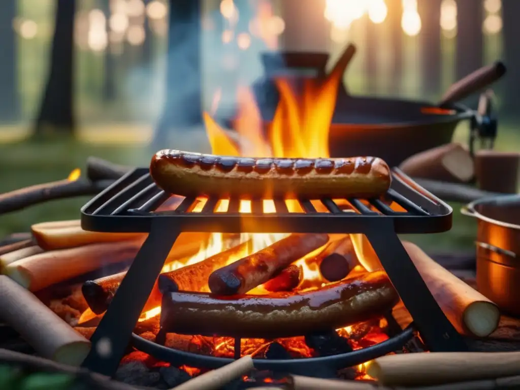 Recetas tradicionales de campamento en un entorno mágico de fogata