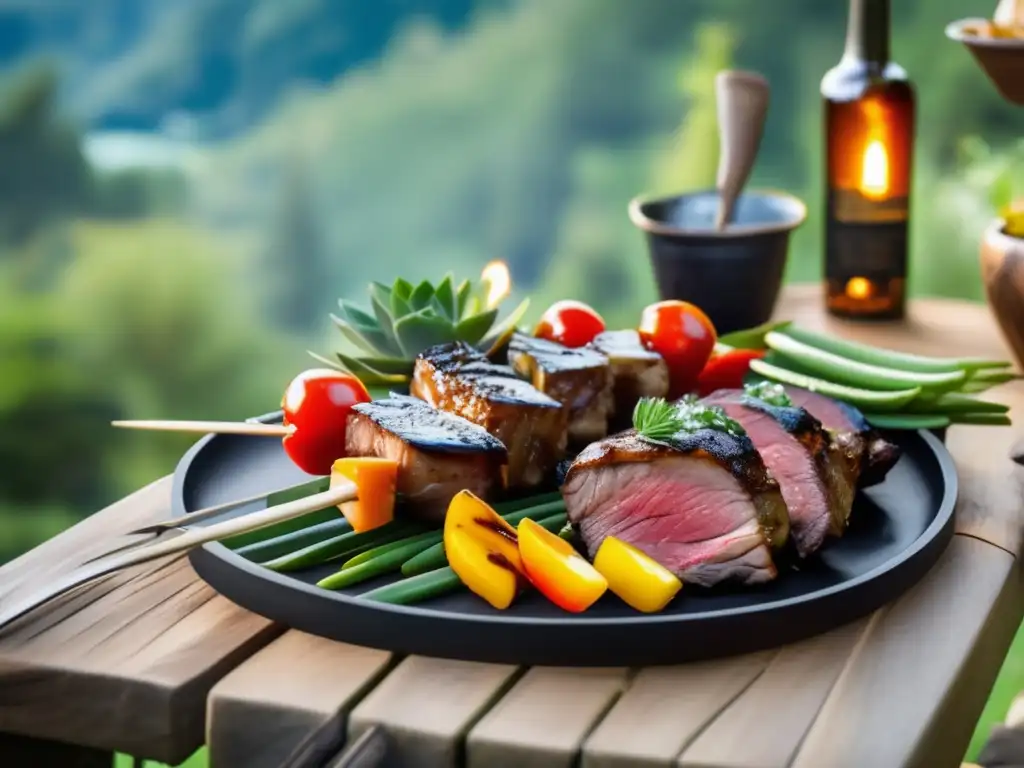 Consejos para cocinar a la parrilla en la naturaleza: brochettes de carne y vegetales perfectamente asados en un entorno impresionante