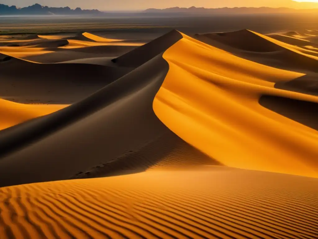 Habilidades indígenas para sobrevivir desertos: paisaje desértico dorado con dunas y personas indígenas atravesando