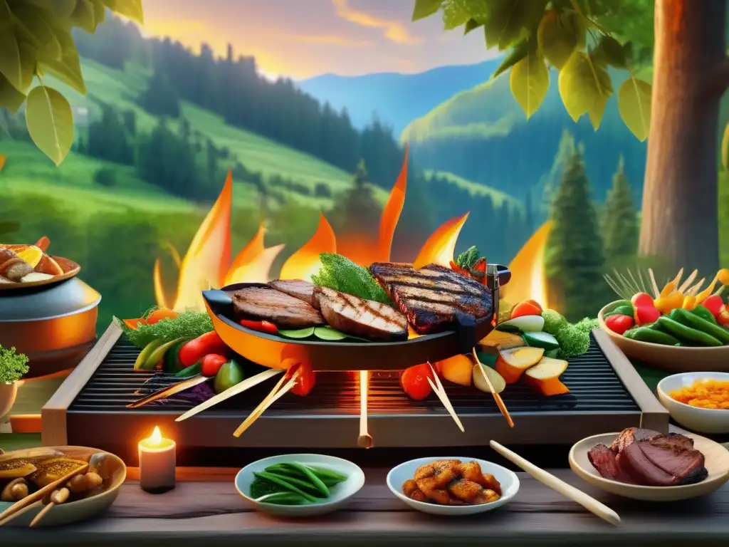 Consejos para cocinar a la parrilla en la naturaleza: una escena pintoresca llena de detalles en plena naturaleza