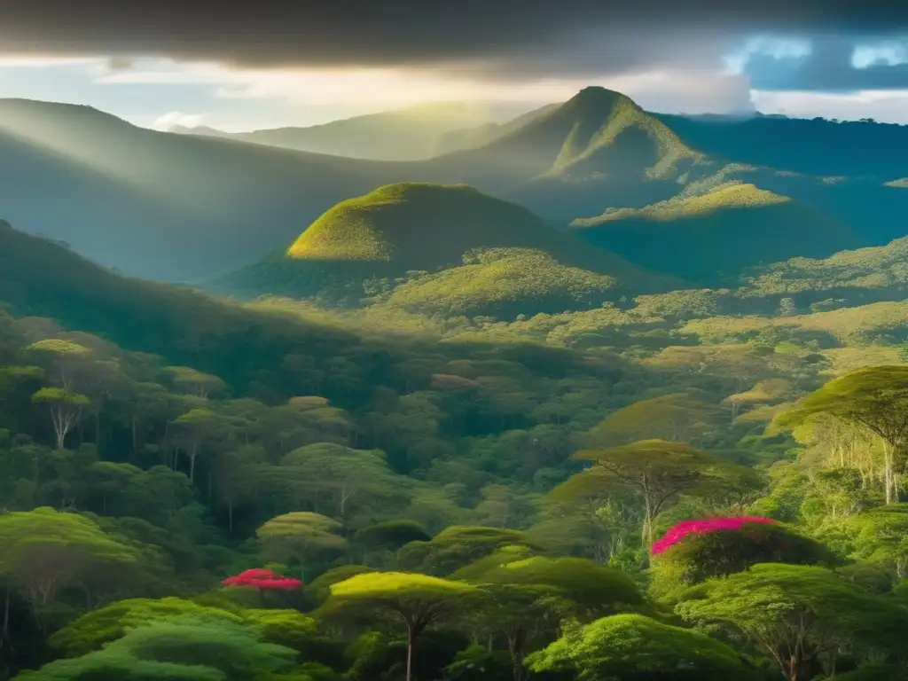 Descubriendo la belleza del Parque Nacional Madidi: una imagen impresionante muestra un bosque exuberante con árboles altos, flores coloridas y vida silvestre vibrante