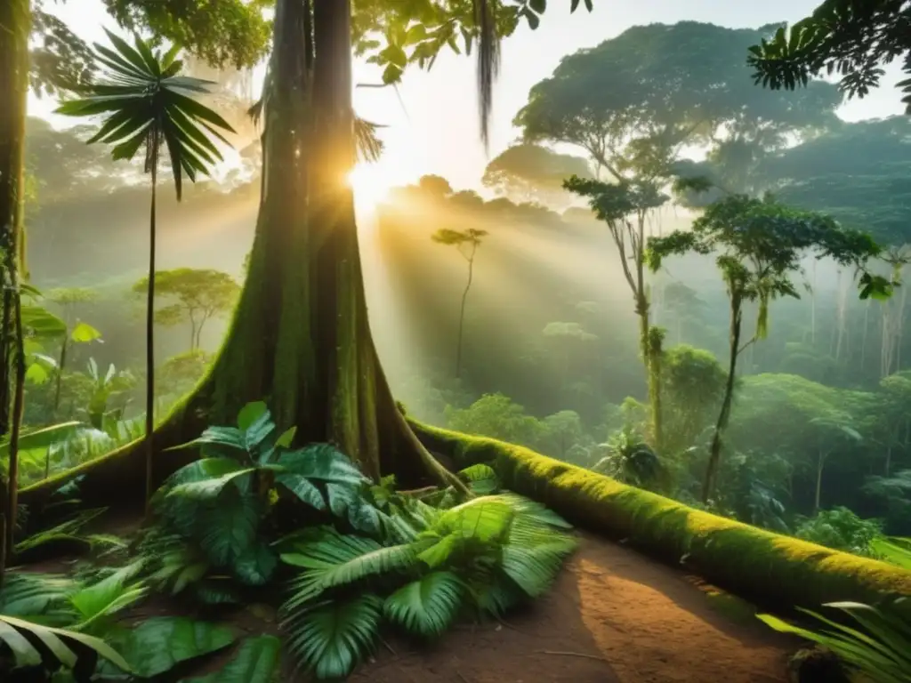 Desafío senderismo Amazonas acampada: majestuosa vista de la selva amazónica al amanecer