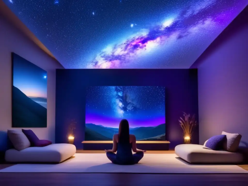 Experiencia de meditación estrellas bajo la noche estrellada