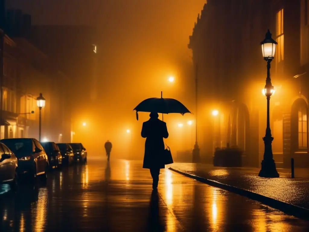 Fotografiar niebla nocturna: técnicas y consejos, ciudad urbana envuelta en misterio, luces cálidas y sombras largas