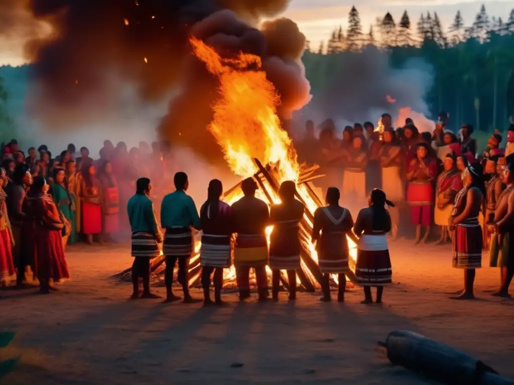 Fuego sagrado indígena en camping