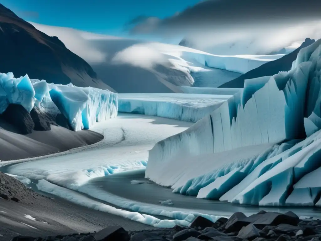 Majestuoso glaciar con hiker en la naturaleza: Espiritualidad del senderismo glaciar