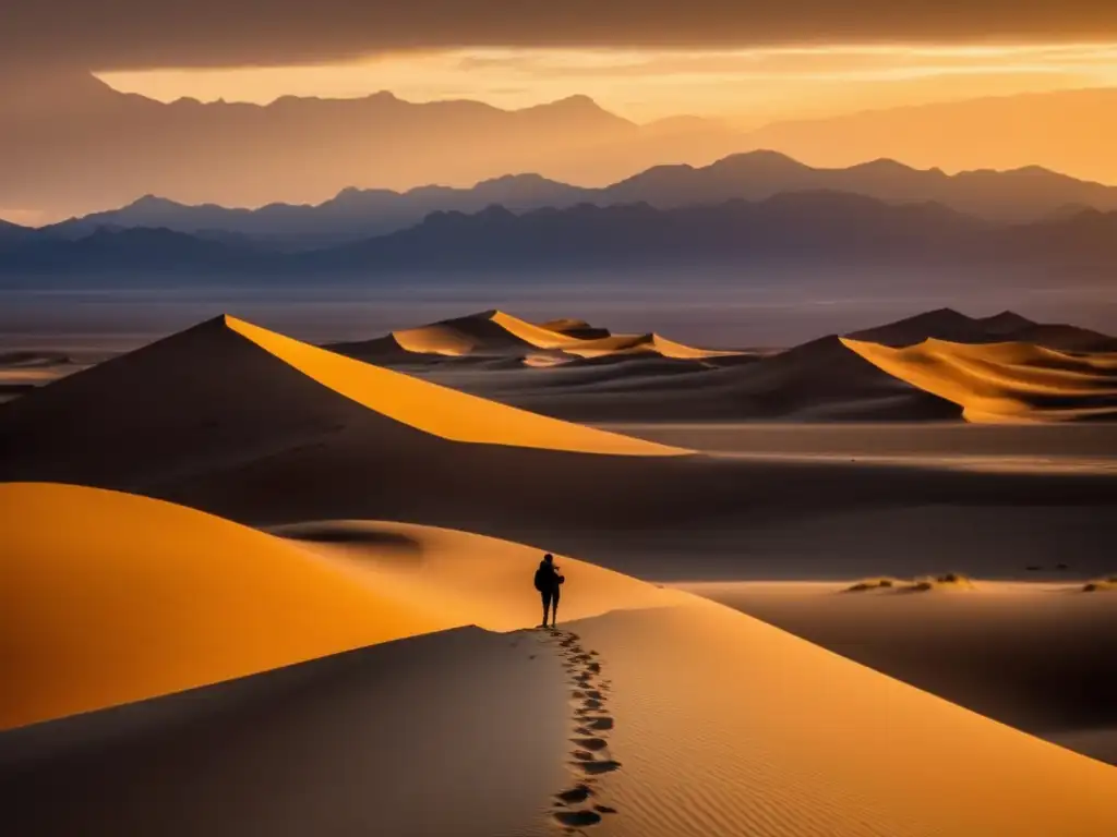 Hiker en desierto, conexión espiritual, soledad, introspección