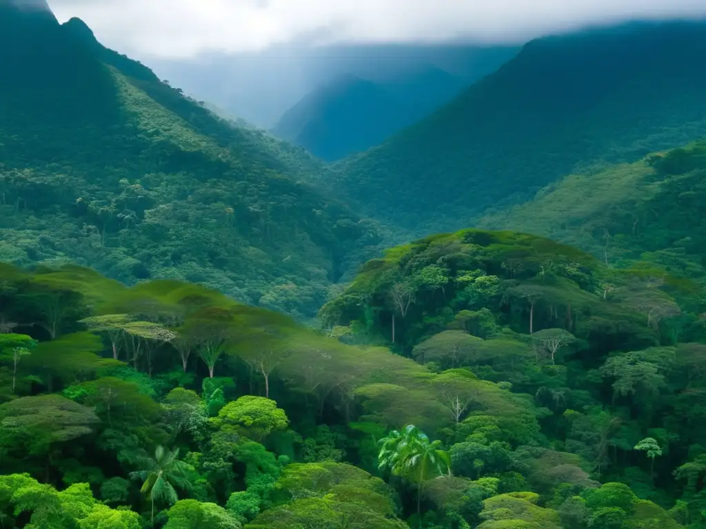 Impacto turismo naturaleza: Vista aérea impresionante de una selva tropical virgen rodeada de montañas, con ríos cristalinos y una cascada majestuosa