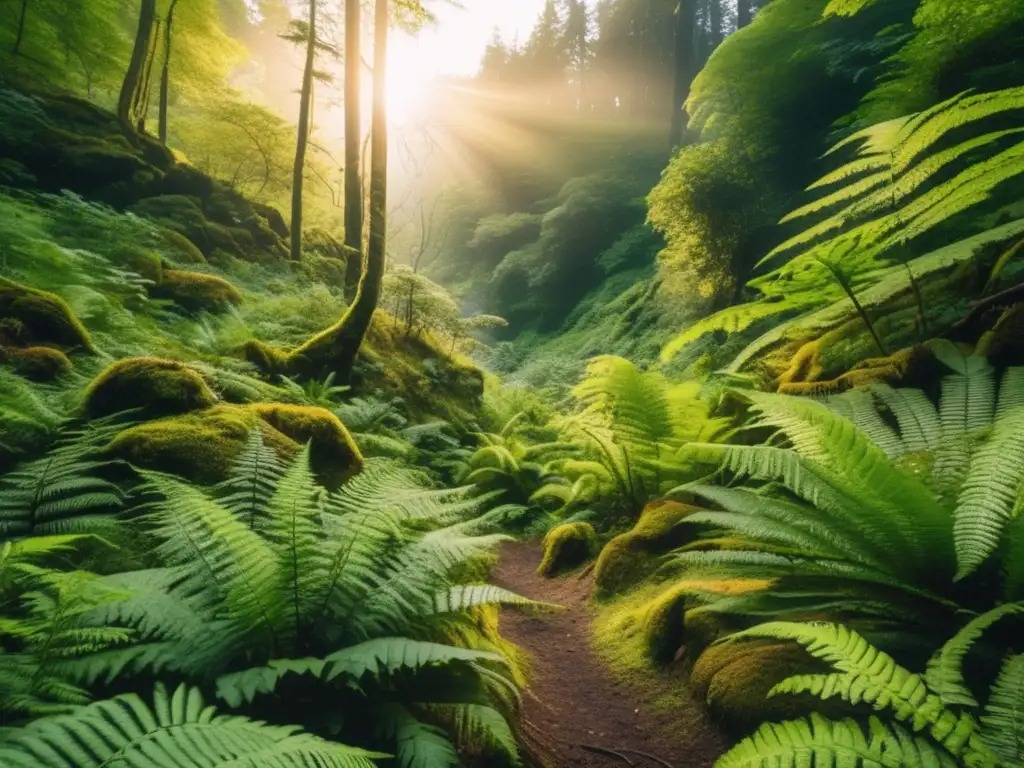 Senderismo con plantas comestibles en un bosque vívido