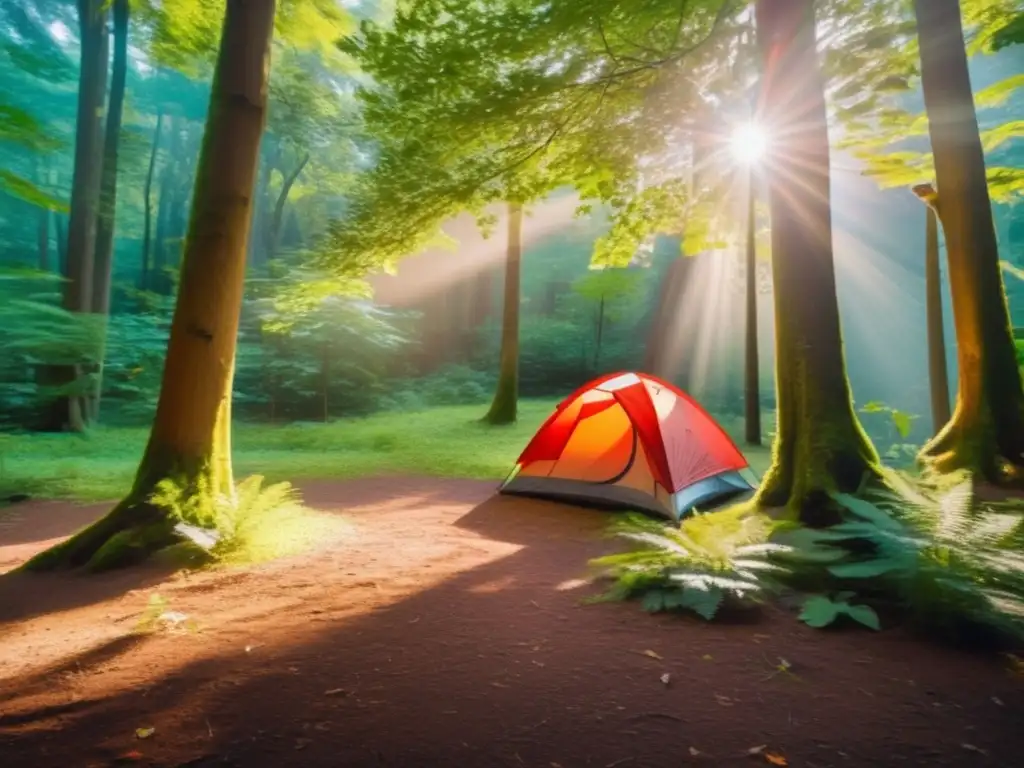 Campamento sereno en un bosque exuberante